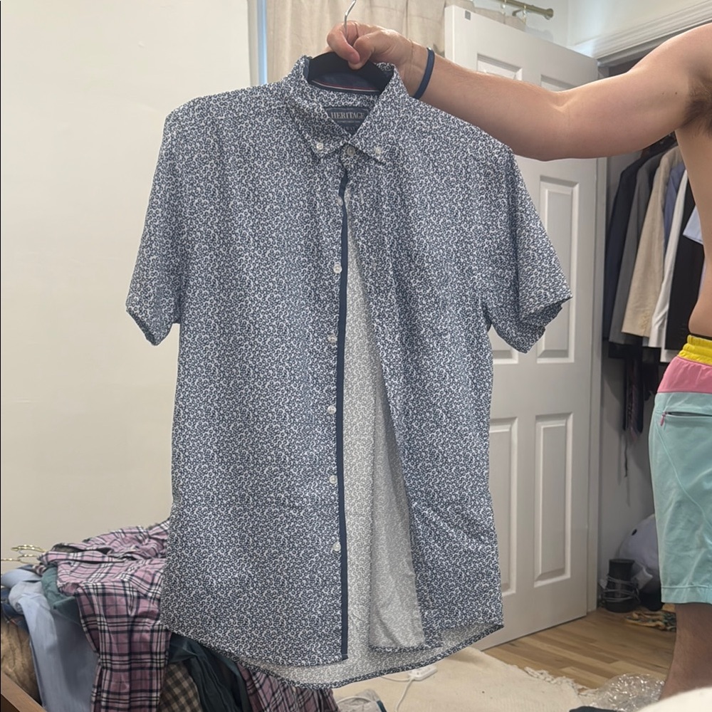 Heritage Blue Casual Button Down Shirt